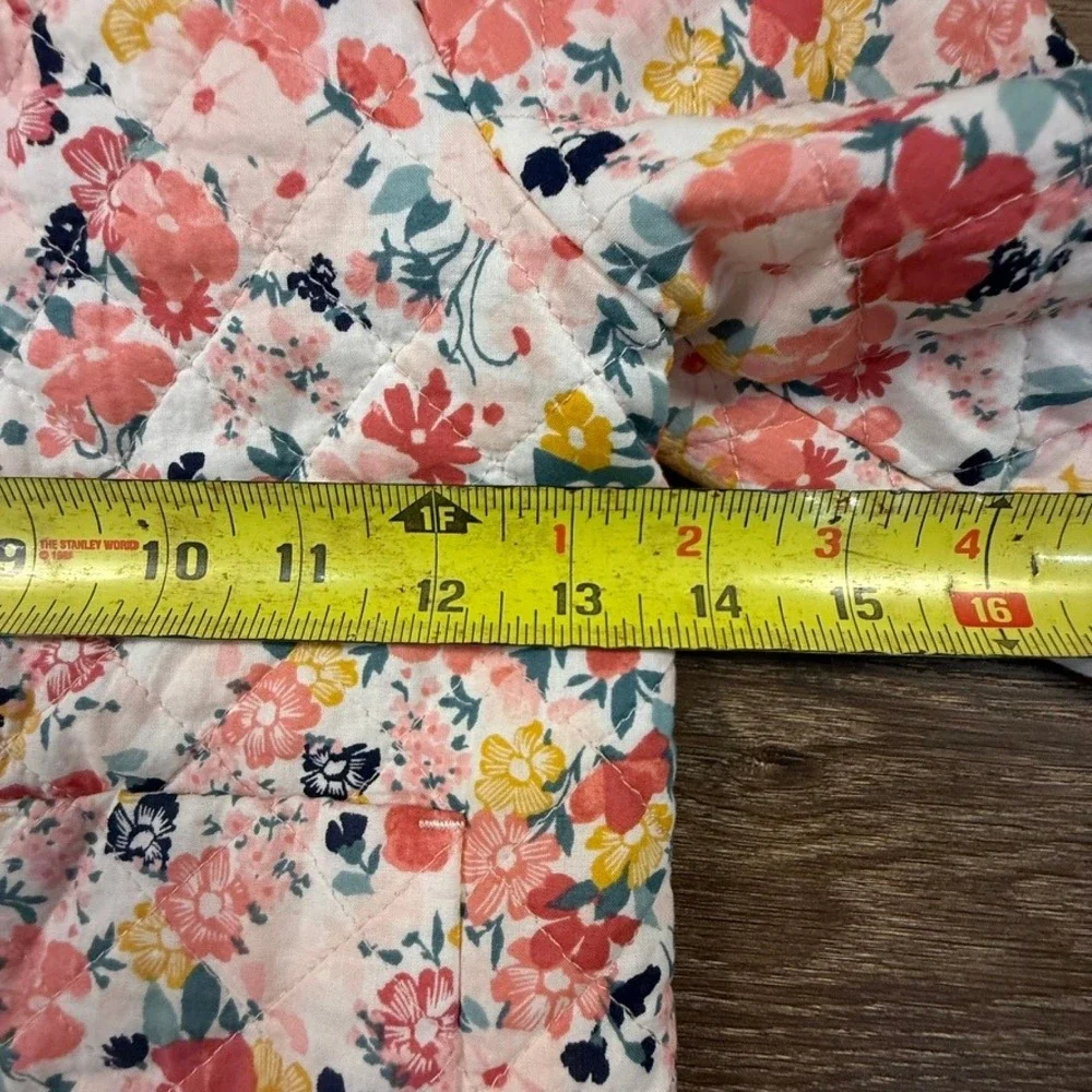 Janie and Jack Girls Quilted Floral Jacket Sz 6 Lightweight, Button Front - Picture 7 of 12